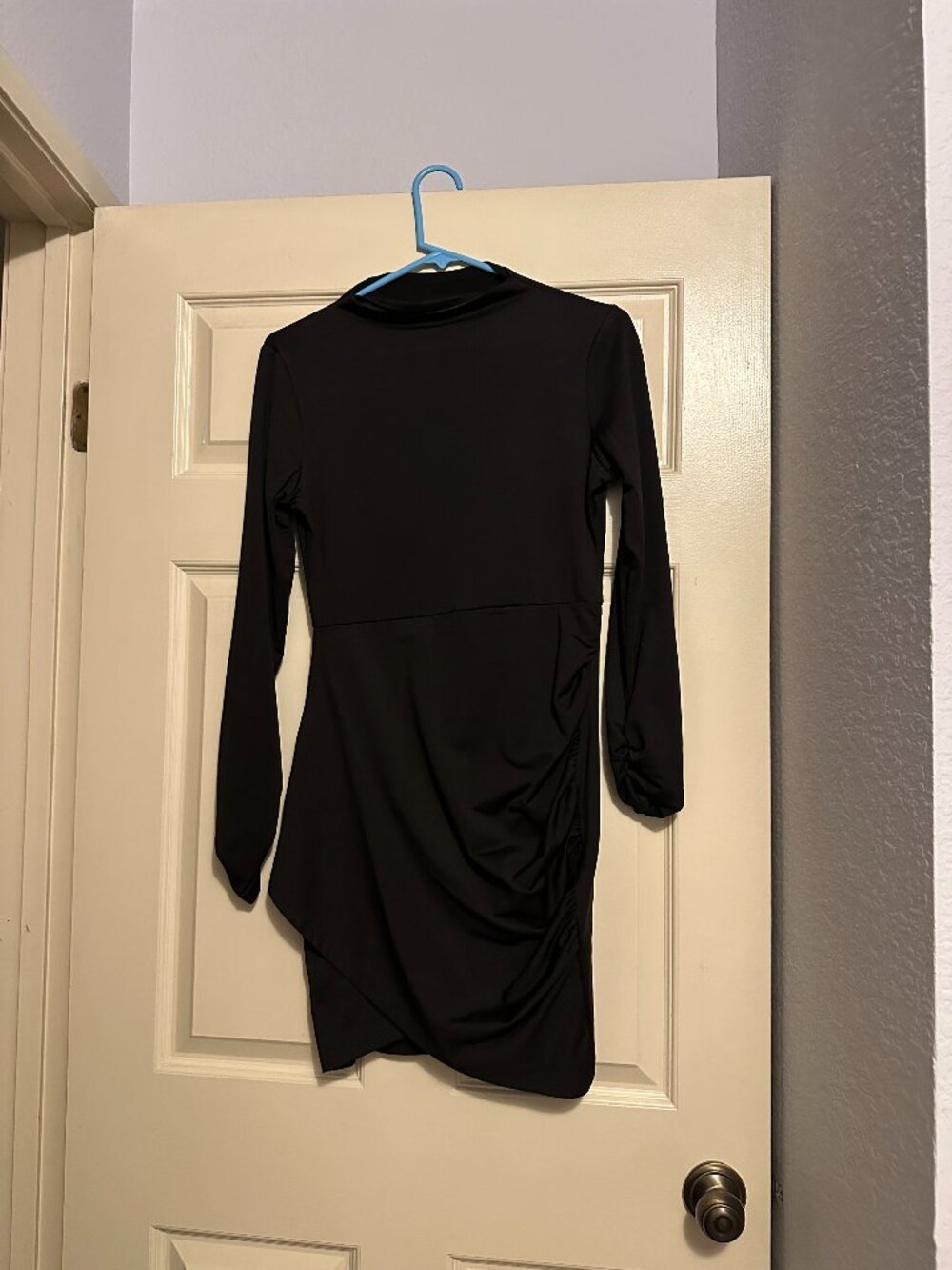 Bodycon Wrap Front Long Sleeve Mini Dress - Size M